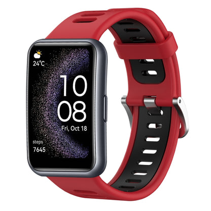 For Huawei Watch Fit Special Edition Two-Color Silicone Watch Band(Red+Black) by buy2fix