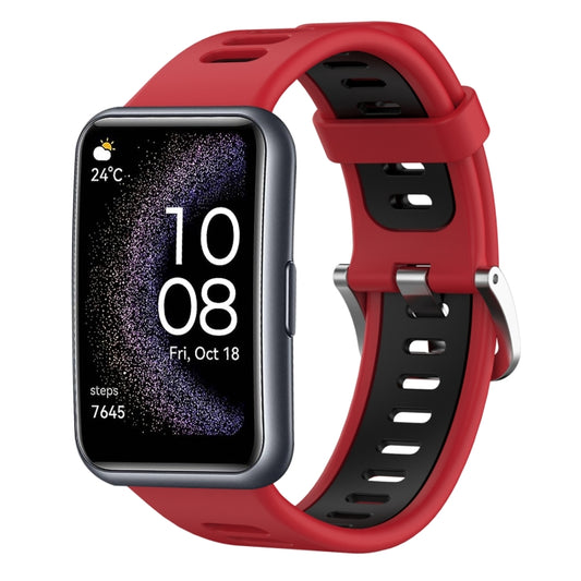 For Huawei Watch Fit Special Edition Two-Color Silicone Watch Band(Red+Black) by buy2fix