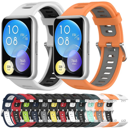 For Huawei Watch Fit New Two-Color Silicone Watch Band(Black+White) by buy2fix