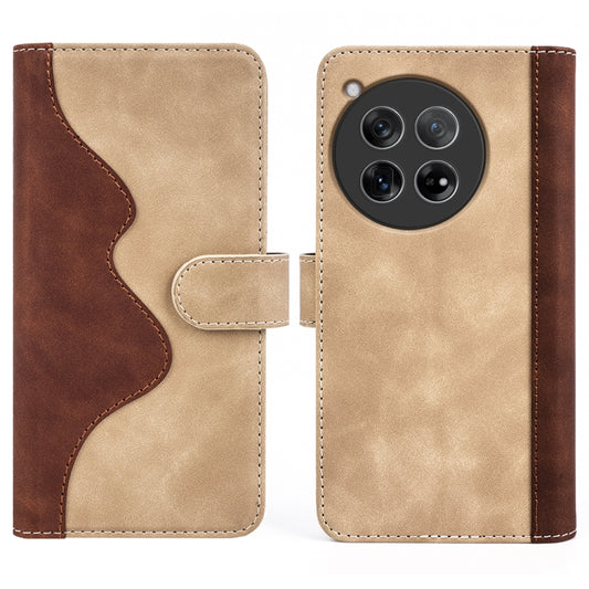 For OnePlus 12 Stitching Horizontal Flip Leather Phone Case(Yellow) - OnePlus Cases by buy2fix | Online Shopping UK | buy2fix