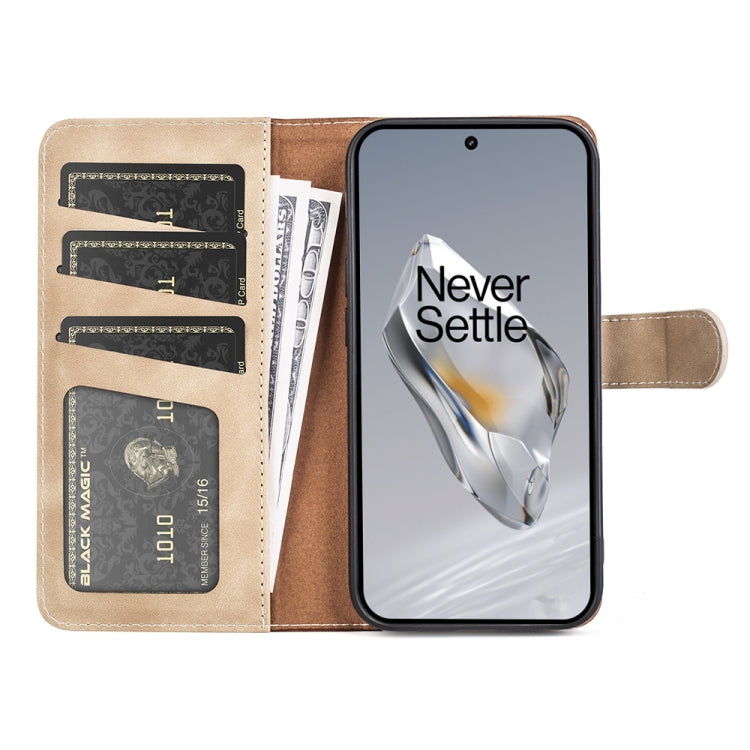 For OnePlus 12 Stitching Horizontal Flip Leather Phone Case(Yellow) - OnePlus Cases by buy2fix | Online Shopping UK | buy2fix