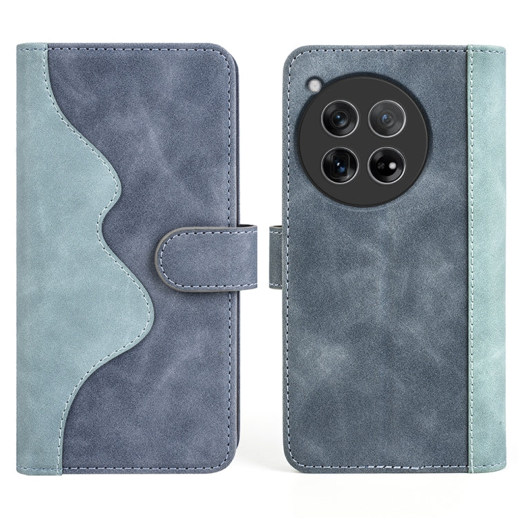 For OnePlus 12 Stitching Horizontal Flip Leather Phone Case(Blue) - OnePlus Cases by buy2fix | Online Shopping UK | buy2fix
