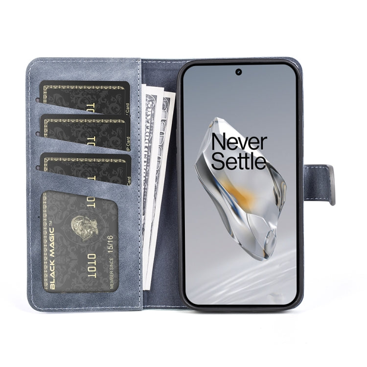 For OnePlus 12 Stitching Horizontal Flip Leather Phone Case(Blue) - OnePlus Cases by buy2fix | Online Shopping UK | buy2fix