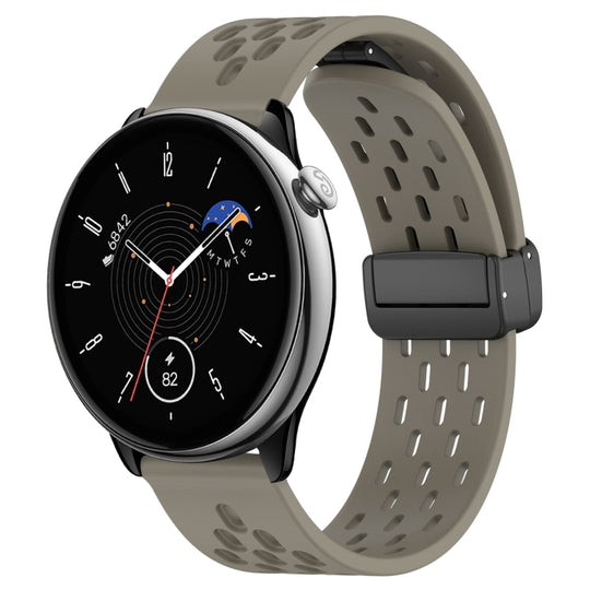 For Amazfit GTR Mini 20mm Folding Magnetic Clasp Silicone Watch Band(Space Ash)