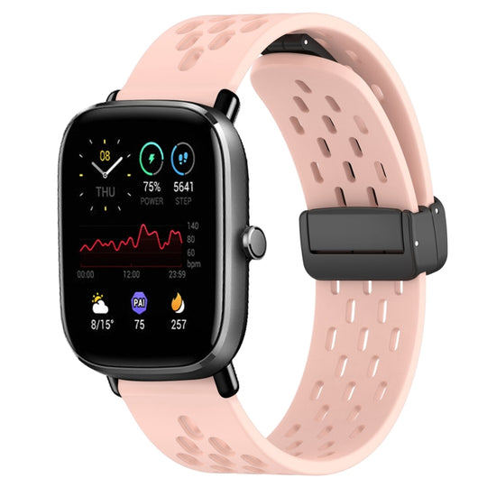 For Amazfit GTS 4 Mini 20mm Folding Magnetic Clasp Silicone Watch Band(Pink)