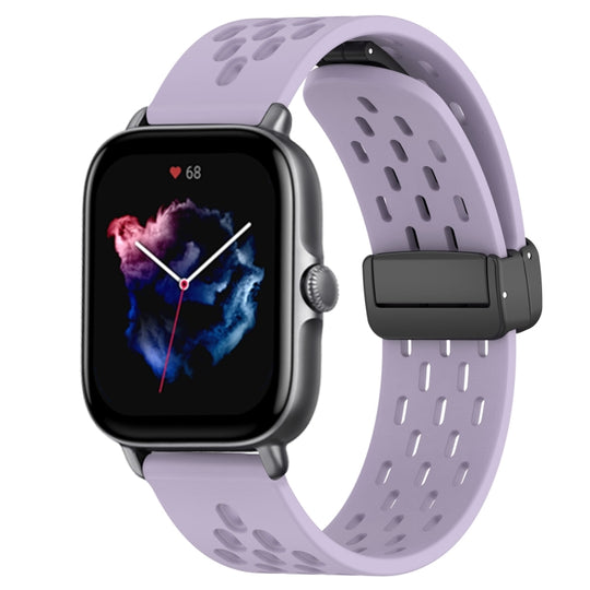 For Amazfit GTS 3 20mm Folding Magnetic Clasp Silicone Watch Band(Purple)