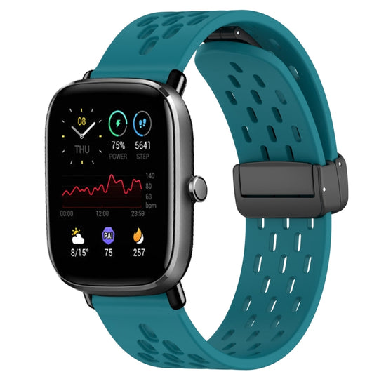 For Amazfit GTS 2 Mini 20mm Folding Magnetic Clasp Silicone Watch Band(Hidden Green)