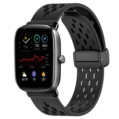 For Amazfit GTS 2 Mini 20mm Folding Magnetic Clasp Silicone Watch Band(Black) - Watch Bands by buy2fix | Online Shopping UK | buy2fix