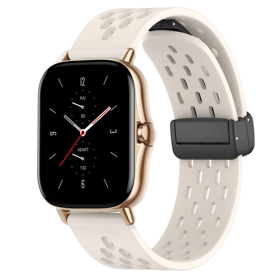 For Amazfit GTS 2 20mm Folding Magnetic Clasp Silicone Watch Band(Starlight)