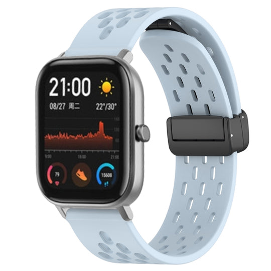 For Amazfit GTS 20mm Folding Magnetic Clasp Silicone Watch Band(Light Blue)
