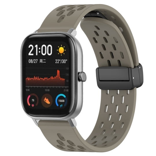 For Amazfit GTS 20mm Folding Magnetic Clasp Silicone Watch Band(Space Ash)