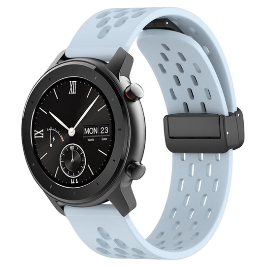 For Amazfit GTR 42mm 20mm Folding Magnetic Clasp Silicone Watch Band(Light Blue)