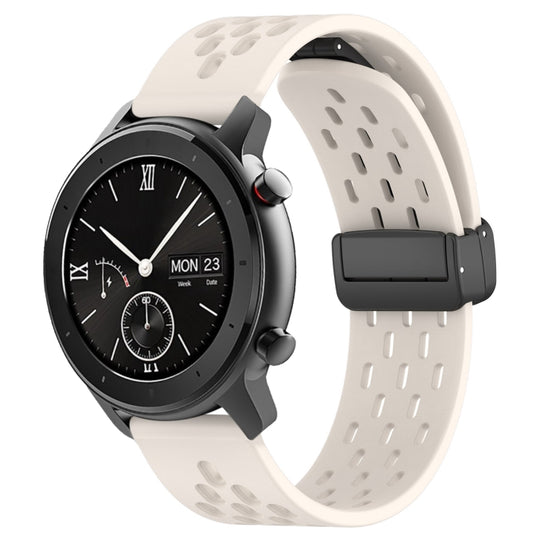 For Amazfit GTR 42mm 20mm Folding Magnetic Clasp Silicone Watch Band(Starlight)
