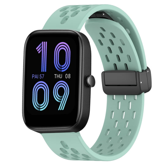 For Amazfit Bip3 20mm Folding Magnetic Clasp Silicone Watch Band(Water Duck)