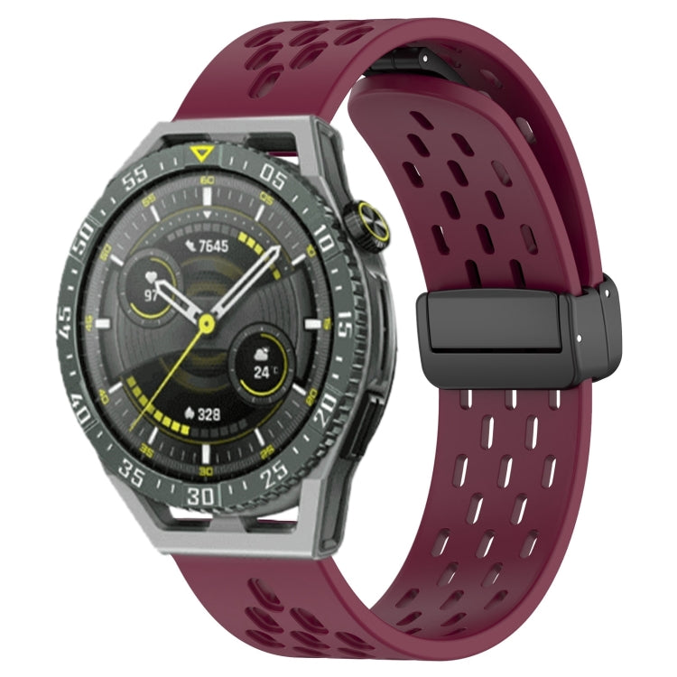 For Huawei Watch GT3 SE 22mm Folding Magnetic Clasp Silicone Watch Band(Wine Red) by buy2fix