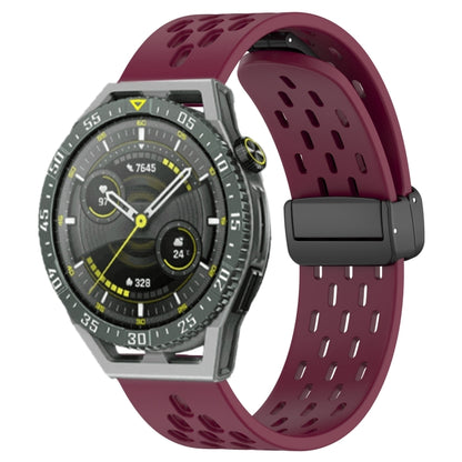 For Huawei Watch GT3 SE 22mm Folding Magnetic Clasp Silicone Watch Band(Wine Red) by buy2fix