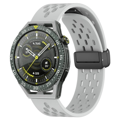 For Huawei Watch GT3 SE 22mm Folding Magnetic Clasp Silicone Watch Band(Light Grey) by buy2fix