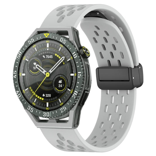 For Huawei Watch GT3 SE 22mm Folding Magnetic Clasp Silicone Watch Band(Light Grey) by buy2fix