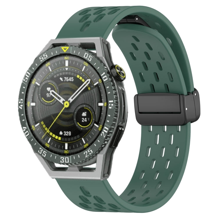 For Huawei Watch GT3 SE 22mm Folding Magnetic Clasp Silicone Watch Band(Dark Green) by buy2fix