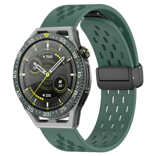 For Huawei Watch GT3 SE 22mm Folding Magnetic Clasp Silicone Watch Band(Dark Green) by buy2fix