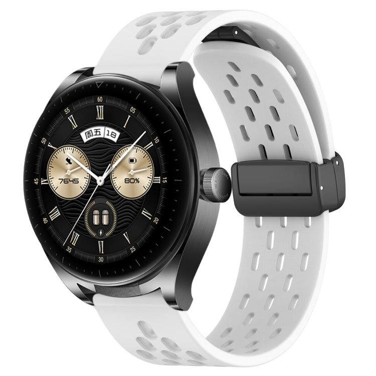 For Huawei Watch Buds 22mm Folding Magnetic Clasp Silicone Watch Band(White) by buy2fix