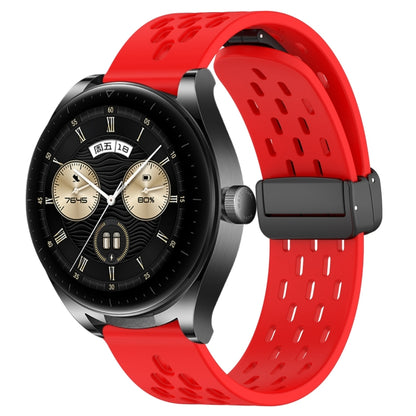 For Huawei Watch Buds 22mm Folding Magnetic Clasp Silicone Watch Band(Red) by buy2fix