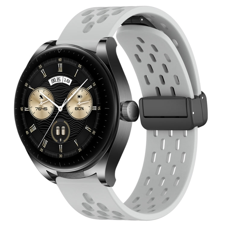 For Huawei Watch Buds 22mm Folding Magnetic Clasp Silicone Watch Band(Light Grey) by buy2fix