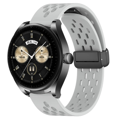 For Huawei Watch Buds 22mm Folding Magnetic Clasp Silicone Watch Band(Light Grey) by buy2fix