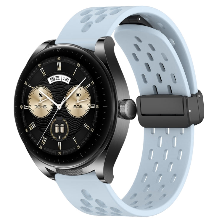 For Huawei Watch Buds 22mm Folding Magnetic Clasp Silicone Watch Band(Light Blue) by buy2fix