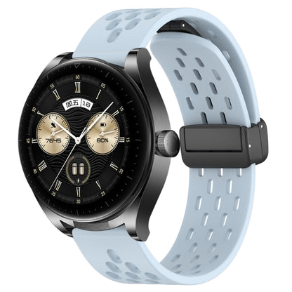 For Huawei Watch Buds 22mm Folding Magnetic Clasp Silicone Watch Band(Light Blue) by buy2fix