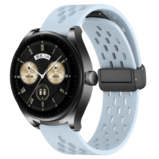 For Huawei Watch Buds 22mm Folding Magnetic Clasp Silicone Watch Band(Light Blue) by buy2fix