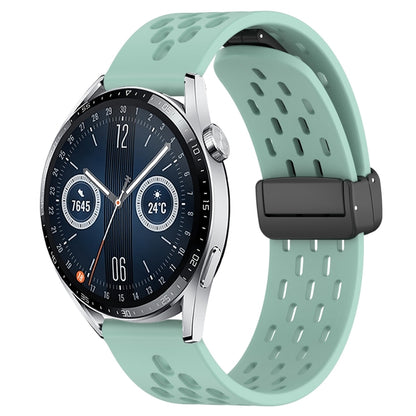 For Huawei Watch GT3 46mm 22mm Folding Magnetic Clasp Silicone Watch Band(Teal) by buy2fix