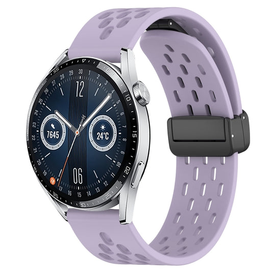 For Huawei Watch GT3 46mm 22mm Folding Magnetic Clasp Silicone Watch Band(Purple) by buy2fix