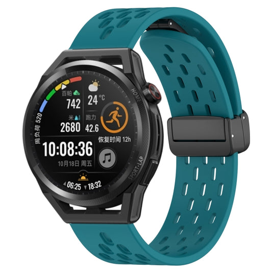 For Huawei Watch GT Runner 22mm Folding Magnetic Clasp Silicone Watch Band(Hidden Green) by buy2fix