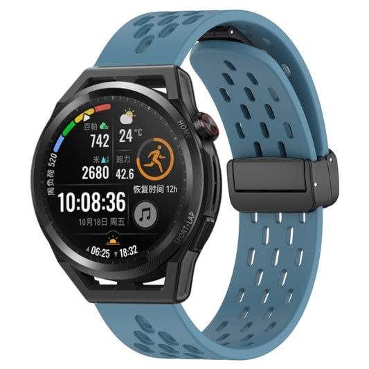 For Huawei Watch GT Runner 22mm Folding Magnetic Clasp Silicone Watch Band(Blue) by buy2fix