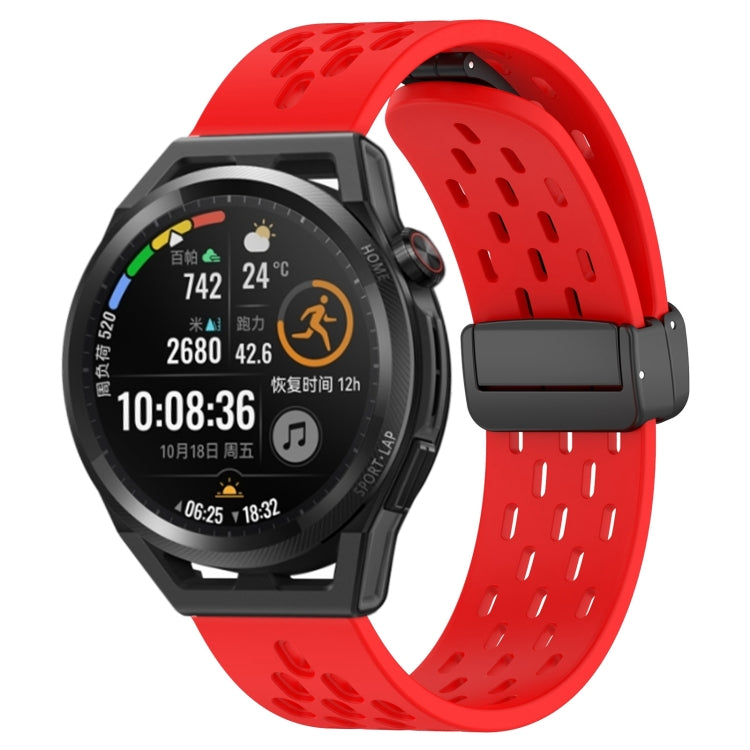 For Huawei Watch GT Runner 22mm Folding Magnetic Clasp Silicone Watch Band(Red) by buy2fix