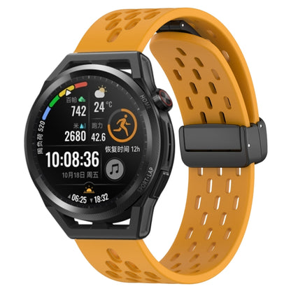For Huawei Watch GT Runner 22mm Folding Magnetic Clasp Silicone Watch Band(Yellow) by buy2fix