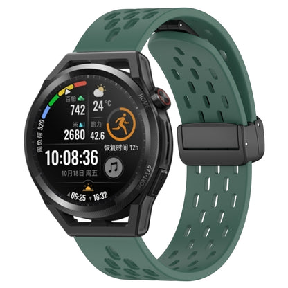 For Huawei Watch GT Runner 22mm Folding Magnetic Clasp Silicone Watch Band(Dark Green) by buy2fix