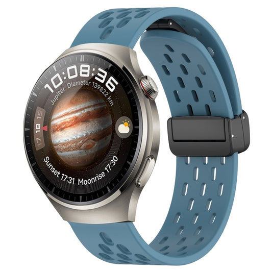 For Huawei Watch 4 Pro 22mm Folding Magnetic Clasp Silicone Watch Band(Blue) by buy2fix