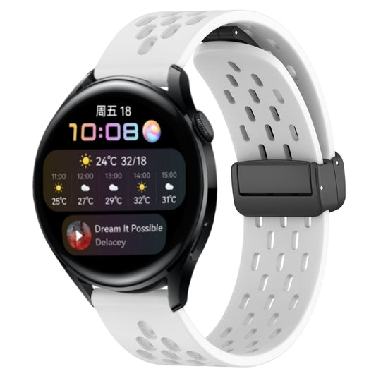 For Huawei Watch 3 22mm Folding Magnetic Clasp Silicone Watch Band(White) by buy2fix