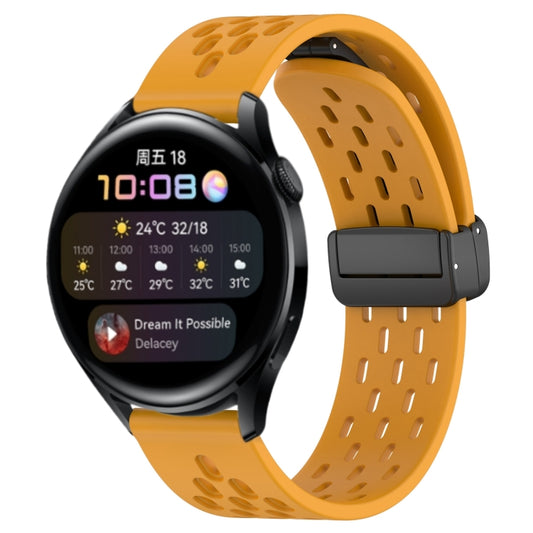 For Huawei Watch 3 22mm Folding Magnetic Clasp Silicone Watch Band(Yellow) by buy2fix