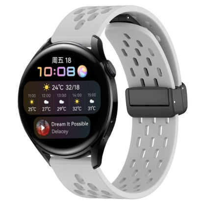For Huawei Watch 3 22mm Folding Magnetic Clasp Silicone Watch Band(Light Grey) by buy2fix