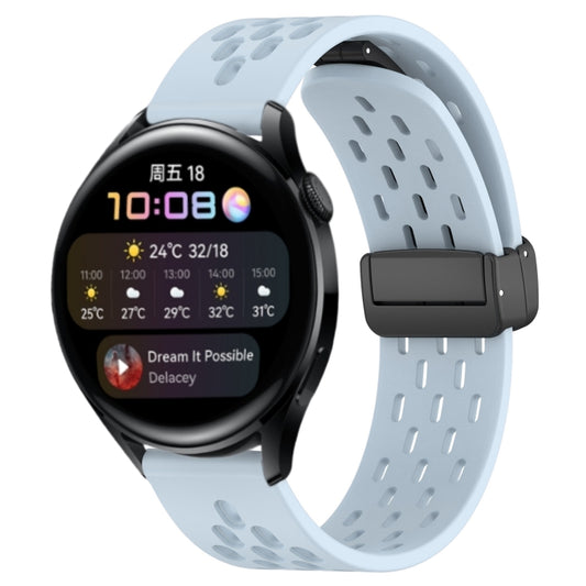 For Huawei Watch 3 22mm Folding Magnetic Clasp Silicone Watch Band(Light Blue) by buy2fix