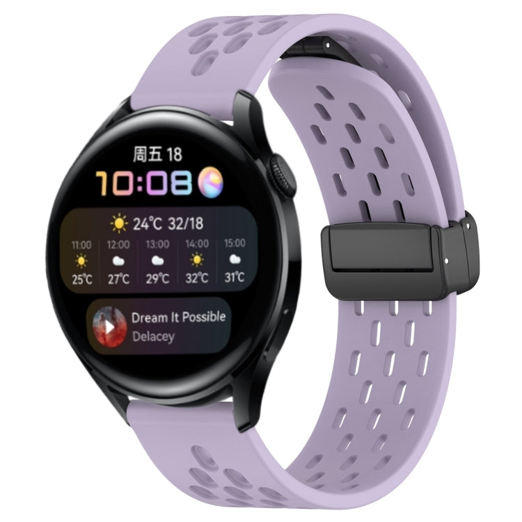 For Huawei Watch 3 22mm Folding Magnetic Clasp Silicone Watch Band(Purple) by buy2fix