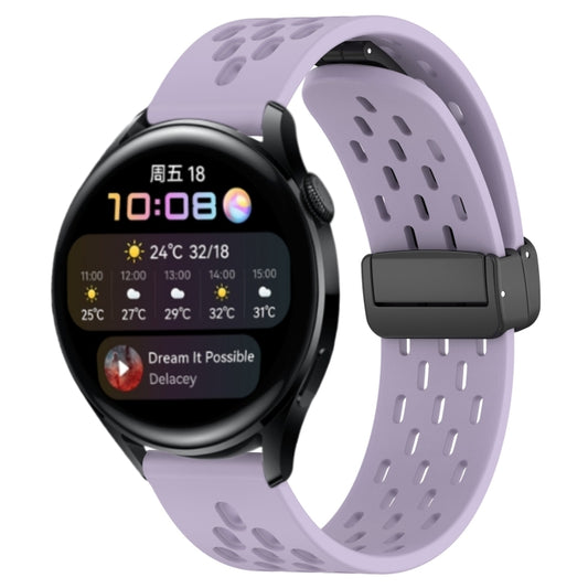 For Huawei Watch 3 22mm Folding Magnetic Clasp Silicone Watch Band(Purple) by buy2fix