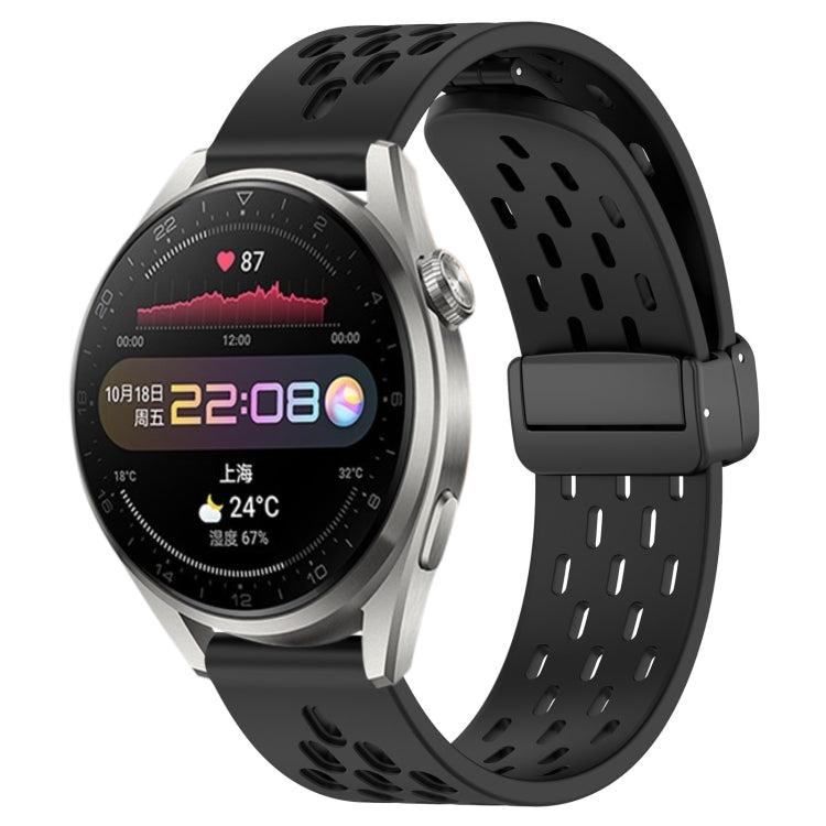 For Huawei Watch 3 Pro 22mm Folding Magnetic Clasp Silicone Watch Band(Black) by buy2fix