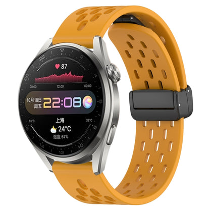 For Huawei Watch 3 Pro 22mm Folding Magnetic Clasp Silicone Watch Band(Yellow) by buy2fix