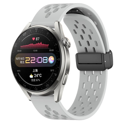 For Huawei Watch 3 Pro 22mm Folding Magnetic Clasp Silicone Watch Band(Light Grey) by buy2fix