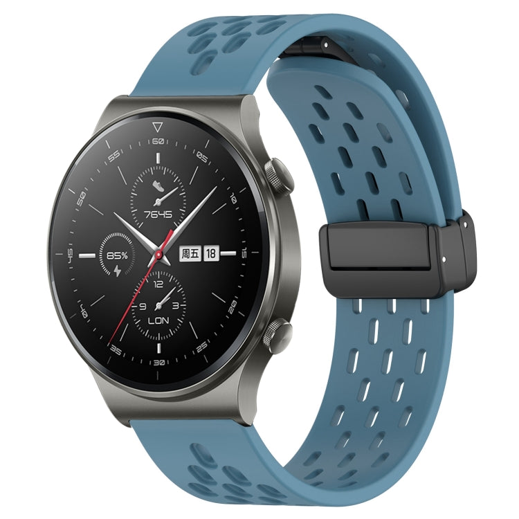 For Huawei GT2 Pro 22mm Folding Magnetic Clasp Silicone Watch Band(Blue) by buy2fix
