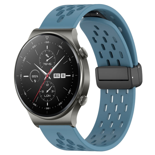 For Huawei GT2 Pro 22mm Folding Magnetic Clasp Silicone Watch Band(Blue) by buy2fix